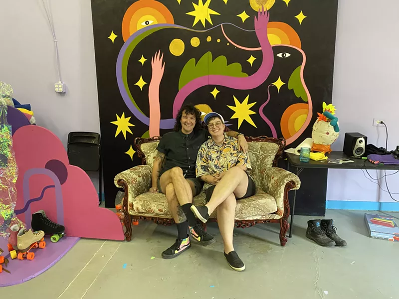 Image: Frankie Toan and Therin Zimmerman make themselves comfortable at Rainbow Dome Central.