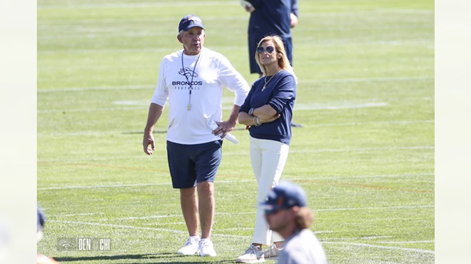 broncos coach and owner at practice