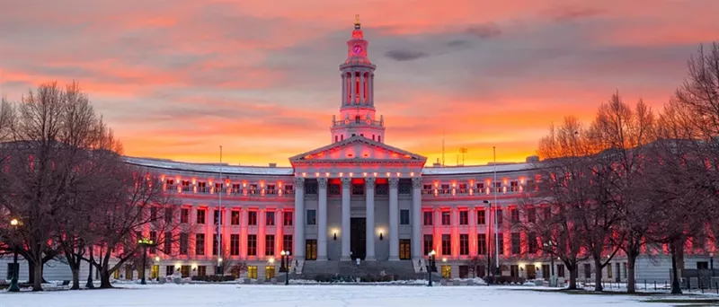 Image: Denver City Hall at sunset