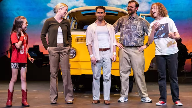 A group of actors perform onstage in Aurora Fox's Little Miss Sunshine.