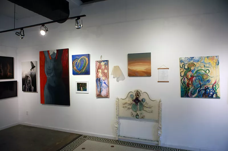 Image: Art work by survivors of sexual violence on display at the 2023 RISE installation at The Laboratory on Santa Fe.