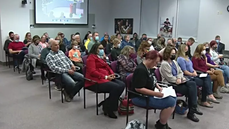 Image: Many of the parents at the Douglas County School Board meeting on October 26 were upset about in-class masking requirements.