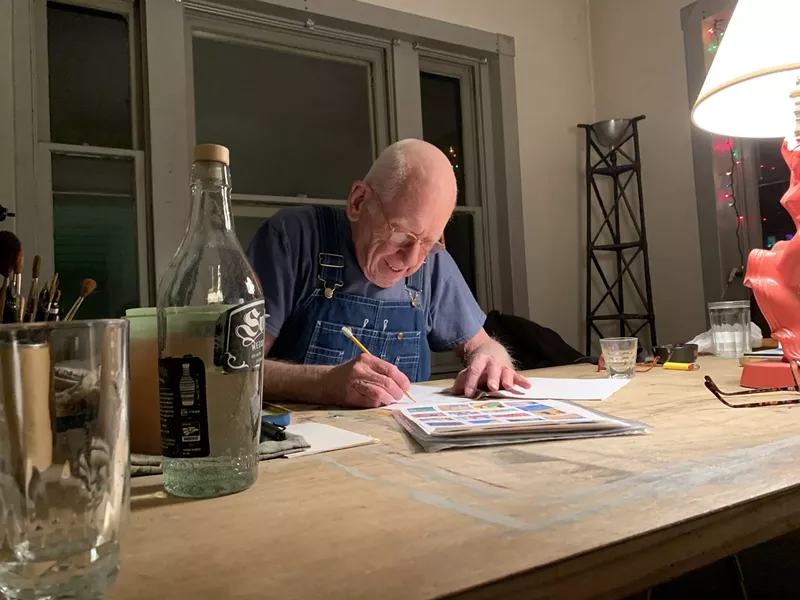 Image: The late Joe Clower at work. Rule Gallery will host a Saturday evening memorial.