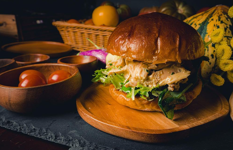 Image: a pulled chicken sandwich