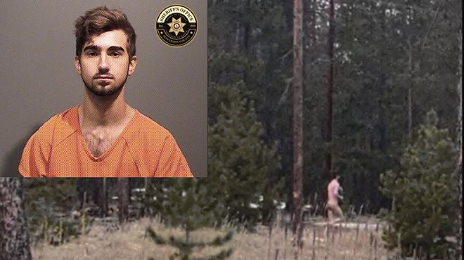 The mugshot for Jefferson County trail predator suspect Glenn Braden and a screenshot from a trail cam showing him allegedly running naked.