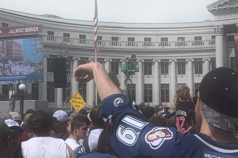Image: The Colorado Avalanche celebrated their Stanley Cup Finals victory in downtown Denver on June 30.