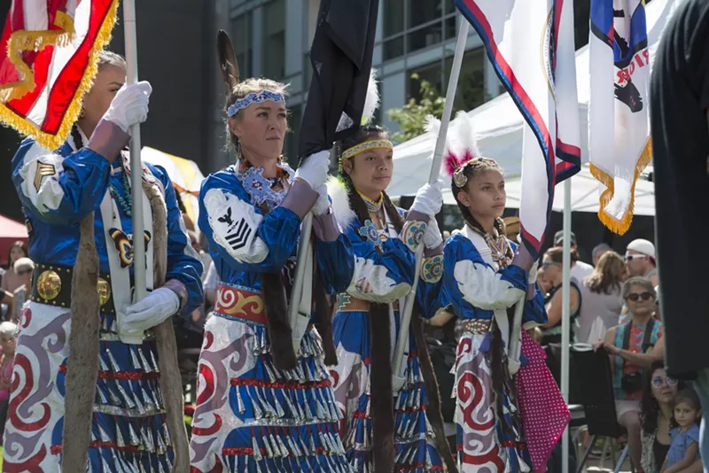 Image: Native American Women Warriors at the thirtieth annual Denver Art Museum Friendship Powwow.