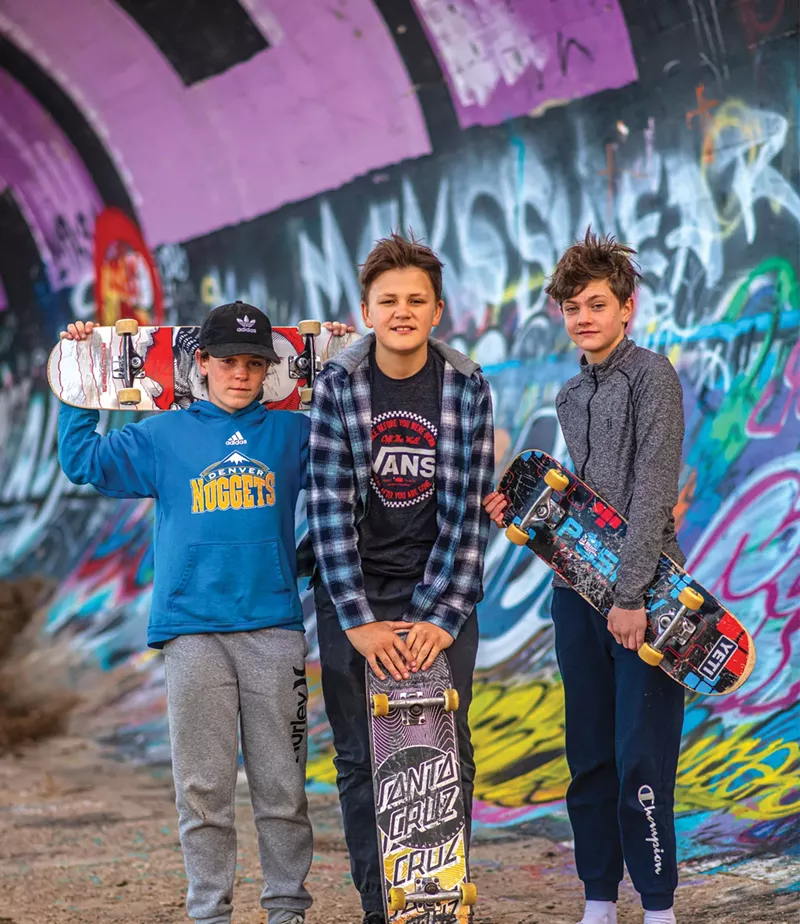 Image: Ryder Perry (from left), Brek Price and Porter Sturno would like to see a skate park in southeast Denver.