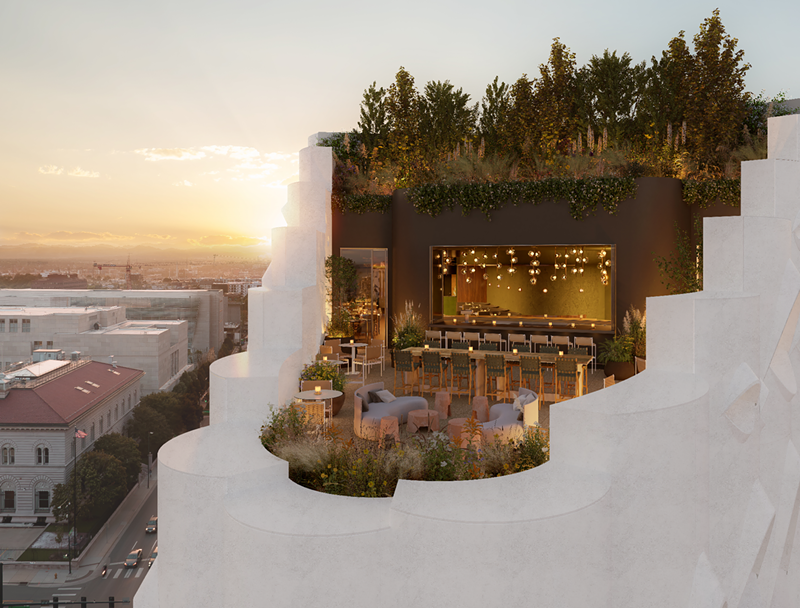 Image: rendering of a rooftop bar