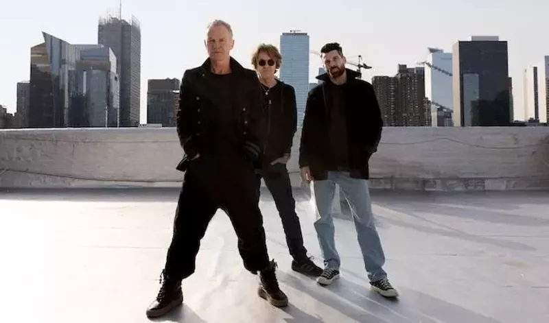 Image: sting, dominc miller and chris maas.
