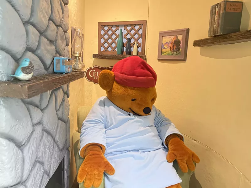 Image: People can see the Sleepytime Bear's cottage at the Celestial Seasonings factory and tea shop in Boulder.