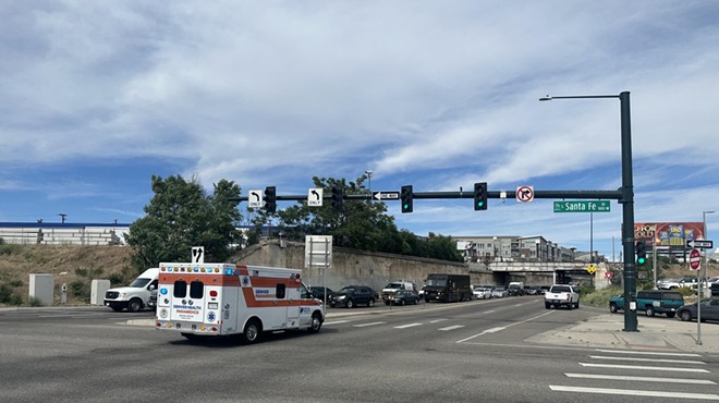 Denver Health ambulance at Santa Fe intersection