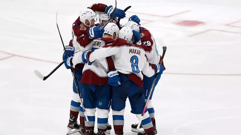 Image: Members of the Colorado Avalanche are in a celebratory mood — as they should be.