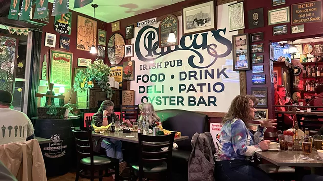 Bric-a-brac on the walls at Clancy's Irish Pub