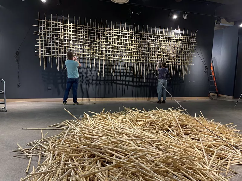 Image: Patrick Marold, "Stalk Screen," built using dry cornstalks gathered from a field at Bateman Farms.