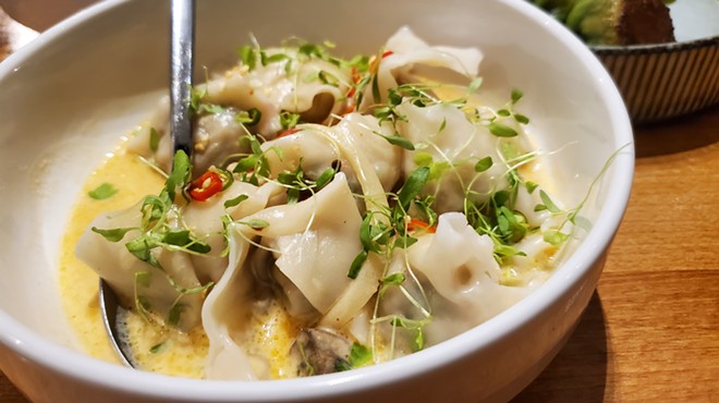 wontons in a white bowl