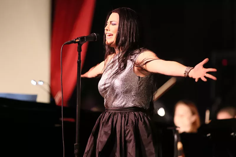 Image: Evanescence, pictured here at the Paramount Theatre in 2017, co-headlines with Halestorm at Bellco Theatre on Thursday.