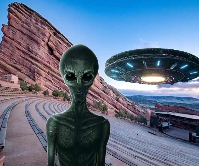 Image: alien and UFO at Red Rocks Amphitheatre