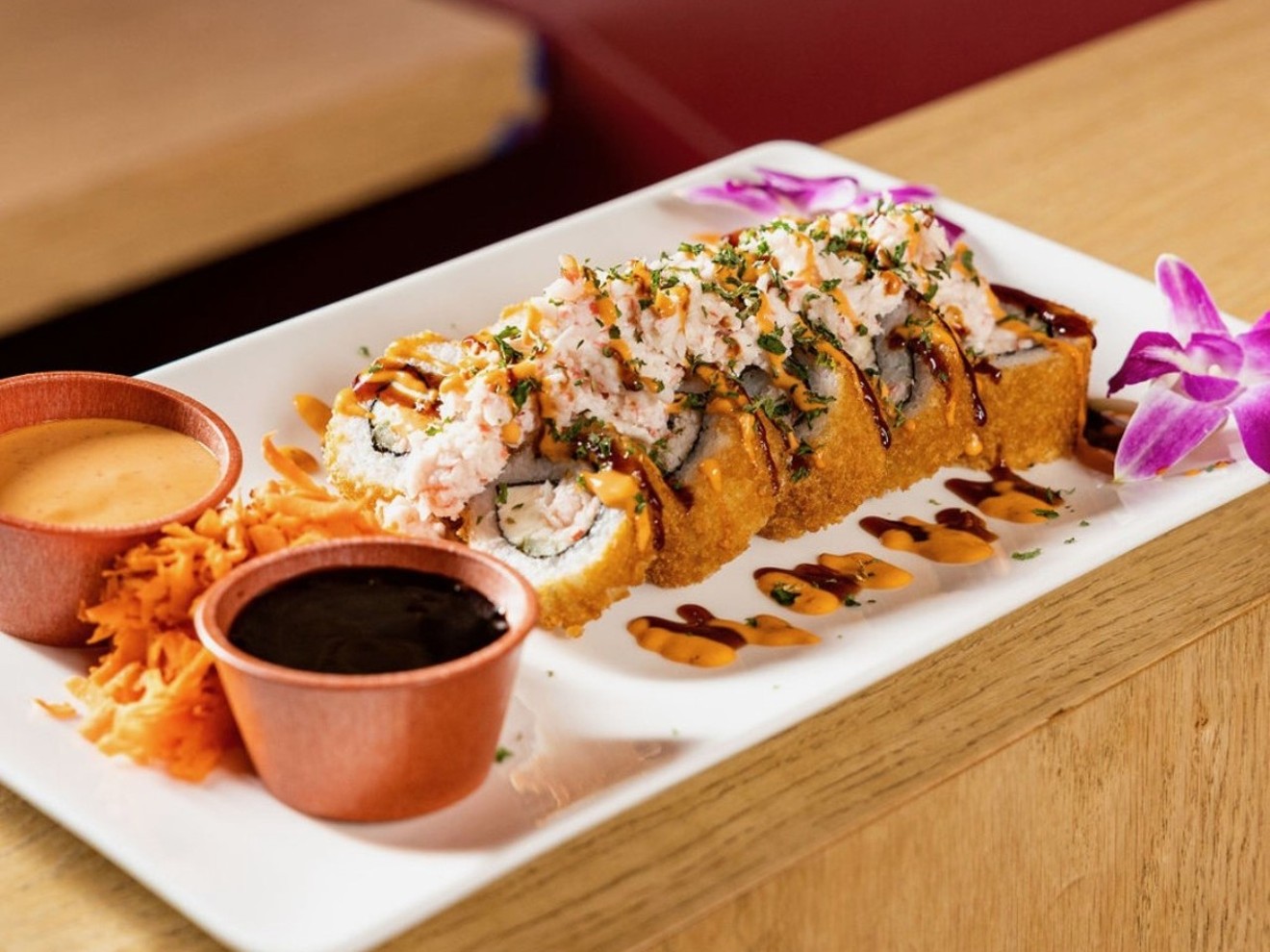 Blackbeard, a fried sushi roll stuffed with cream cheese, cucumber and imitation crab.