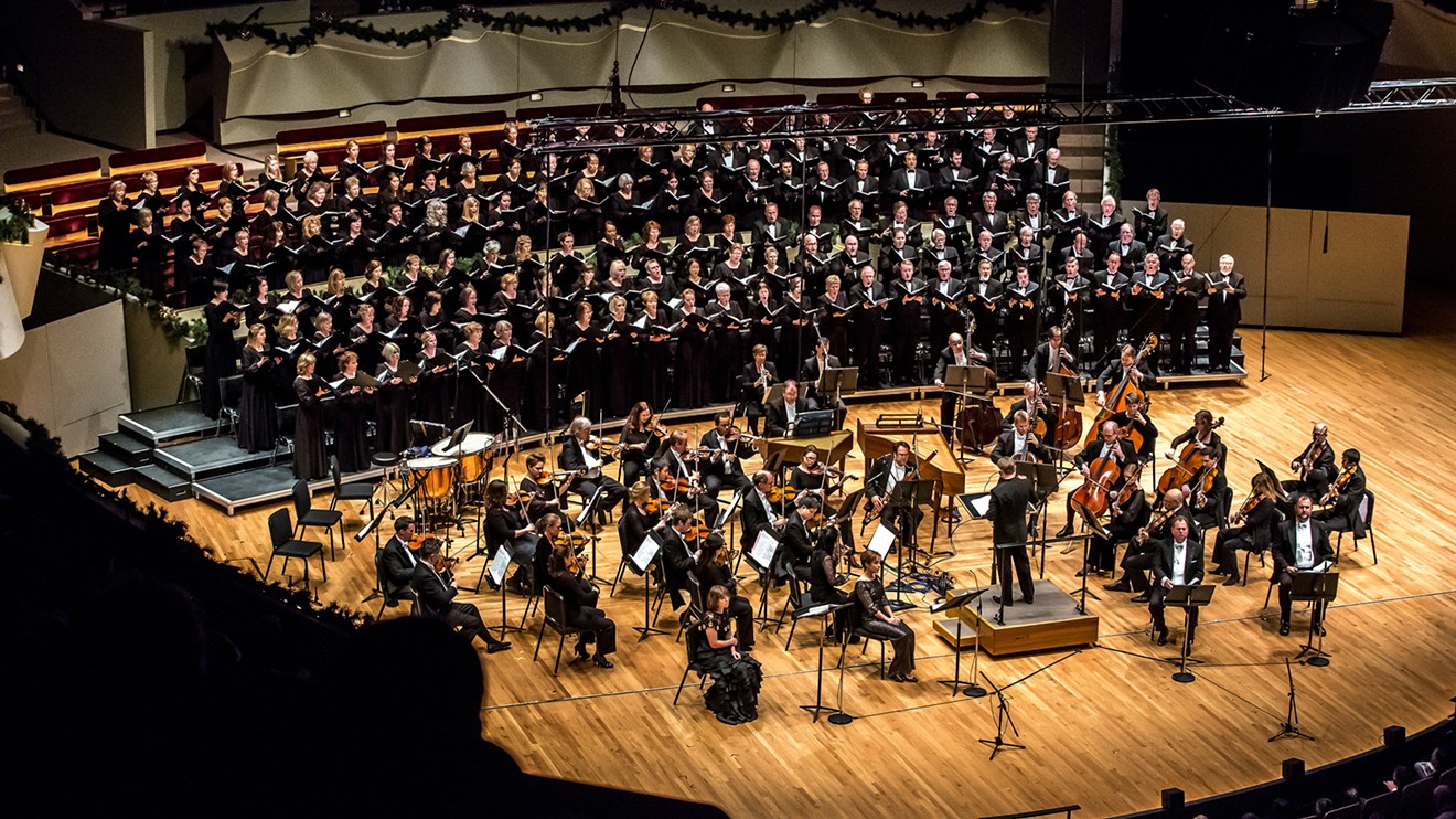 The Colorado Symphony Chorus performs at Boettcher Concert Hall.