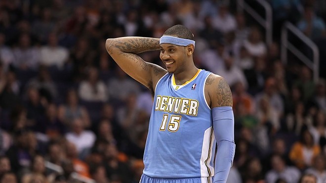 Carmelo Anthony playing for the Denver Nuggets.