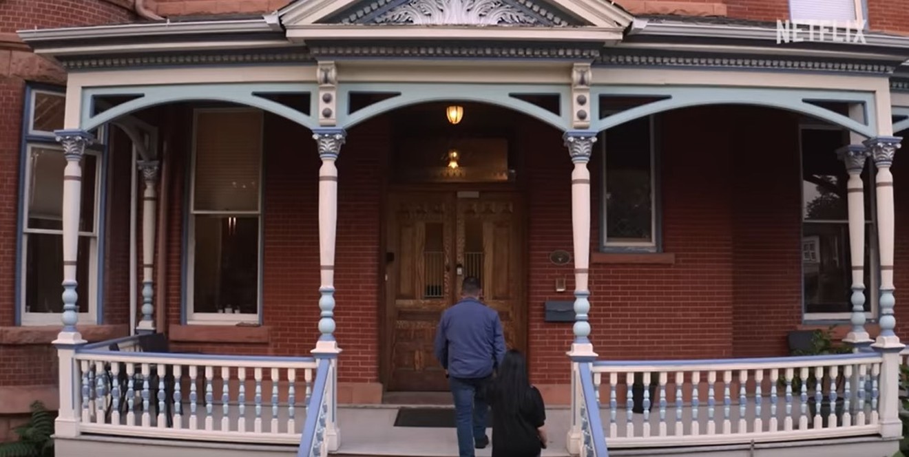 Netflix's 28 Days Haunted climbs the steps to the Lumber Baron Inn.