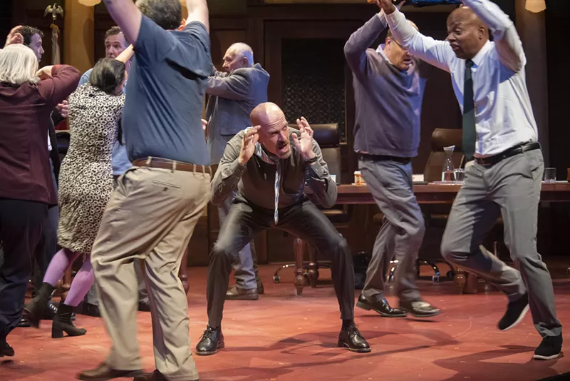 Image: actors on a stage screaming