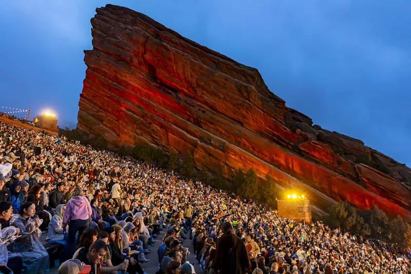 Image: A photo showing Red Rocks from the side.