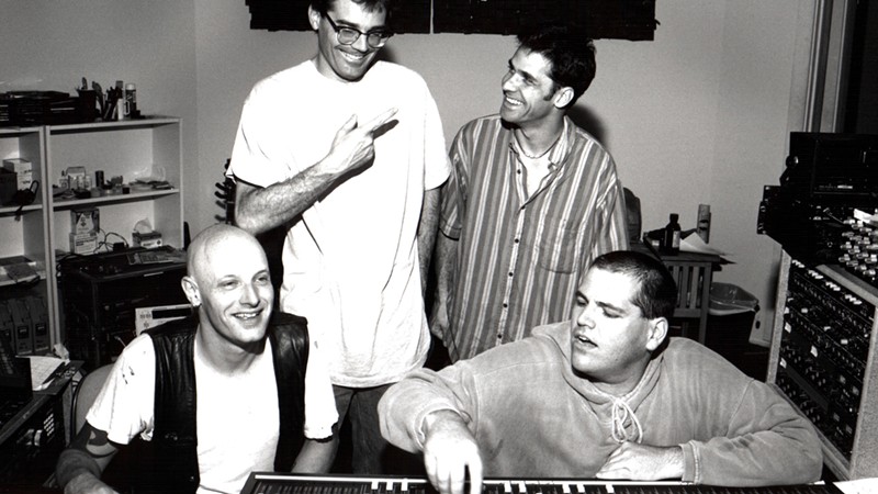 From left, Descendents members Stephen Egerton, Milo Aukerman, Karl Alvarez and Bill Stevenson in the Blasting Room, circa 1995.