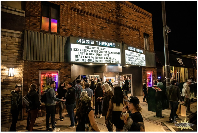 Image: people lining up outside the Aggie Theatre in Fort Collins, Colorado