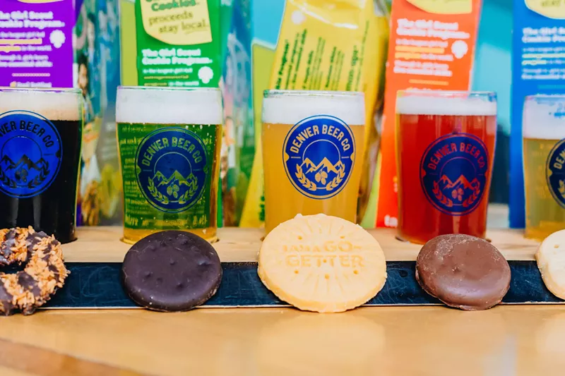 Image: GIrl scout cookies paired with beers.