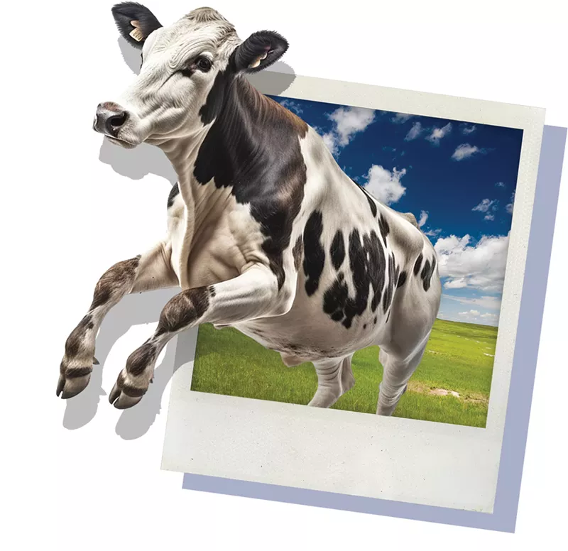 Image: Cow jumps out of polaroid