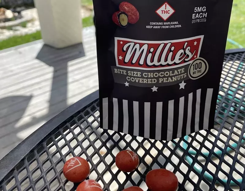 Image: At 5 milligrams of THC, Millie's chocolate covered peanuts are dangerously delicious.