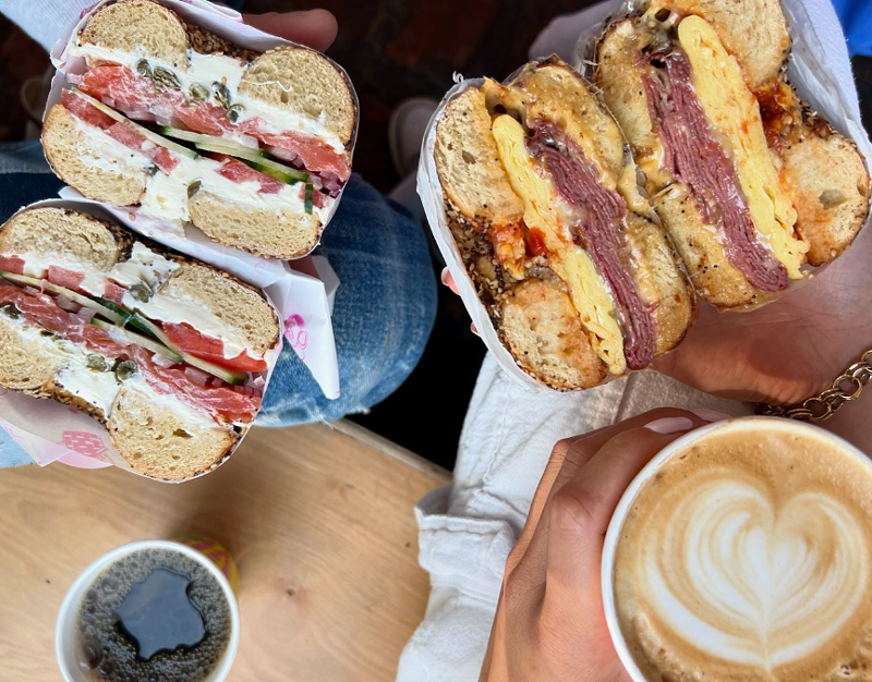 Image: two bagel sandwiches
