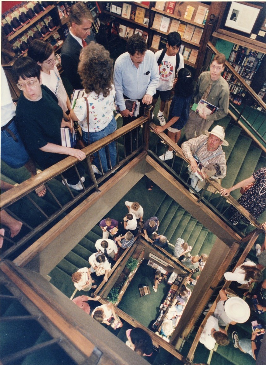 Patrons waiting in line at a Dan Quayle appearance, 1994. - TATTERED COVER ARCHIVES