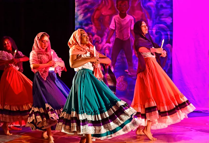 Representing twelve cultures and many faiths, Granny Dances to a Holiday Drum boasts a multicultural cast of actors from the U.S., Mexico, Korea, Japan, Peru, the Philippines and more. - STAN OBERT