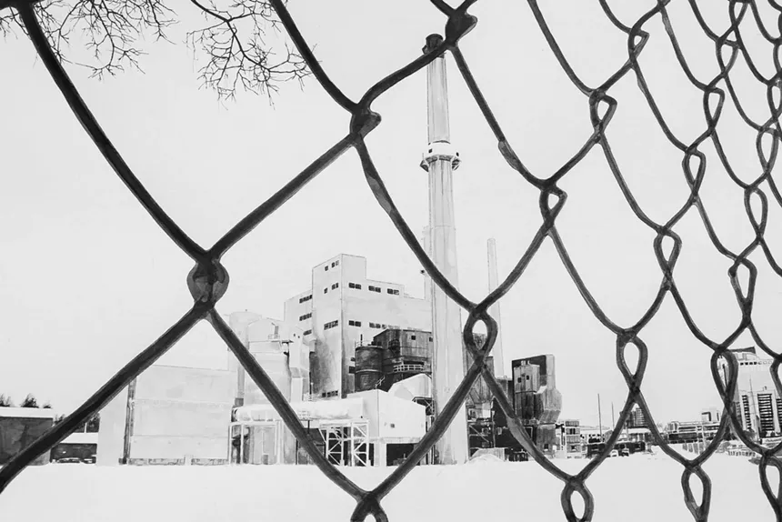 Josh Davy's lonely drawings of industrial ruins - go on display at Talk Gallery. - JOSH DAVY, TALK GALLERY