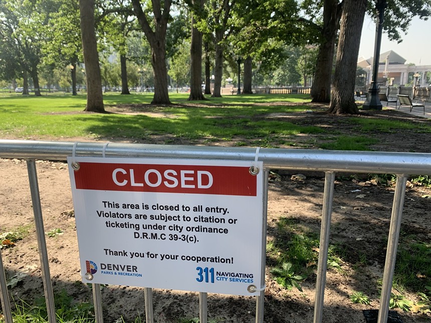 The City of Denver shut down Civic Center Park in mid-September. - CONOR MCCORMICK-CAVANAGH