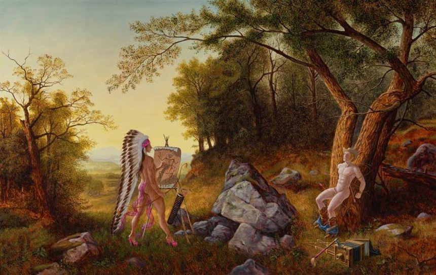 Kent Monkman (Fisher River Band Cree), "Artist and Model," 2012, acrylic paint on canvas. - GIFT OF VICKI AND KENT LOGAN TO THE DENVER ART MUSEUM. © KENT MONKMAN