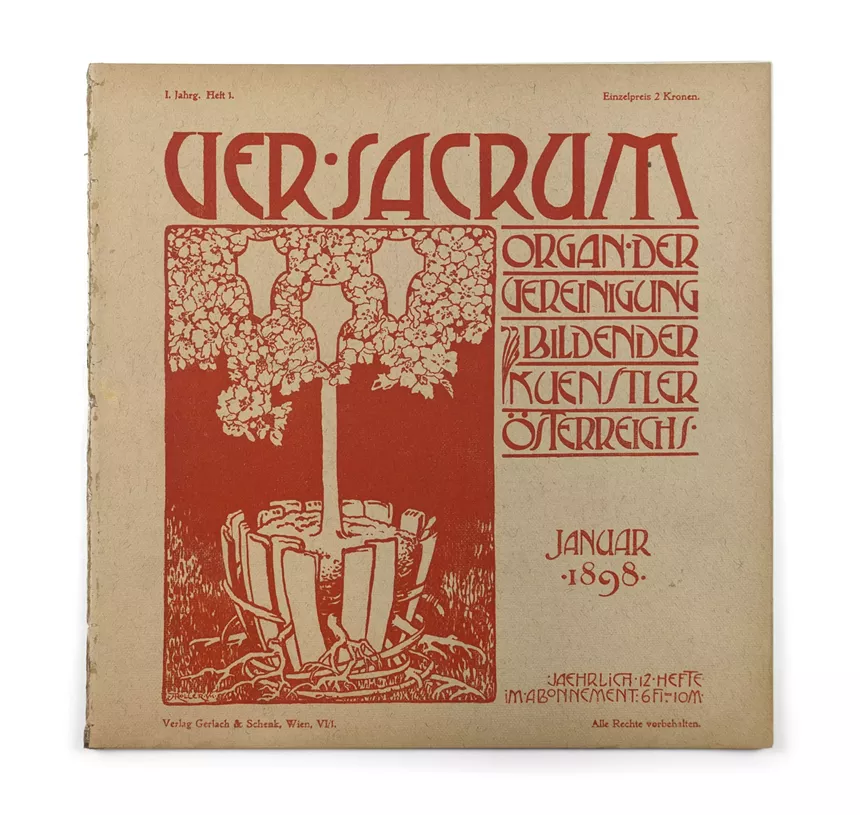 Issue Number One of Ver Sacrum, 1898, cover by Alfred Roller (1864–1935). - COLLECTION KIRKLAND MUSEUM OF FINE & DECORATIVE ART