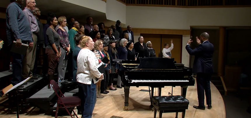 Mr. Roger Holland II directs a rehearsal of the Spirituals Project at the University of Denver. - GREAT DESIGN, INC.