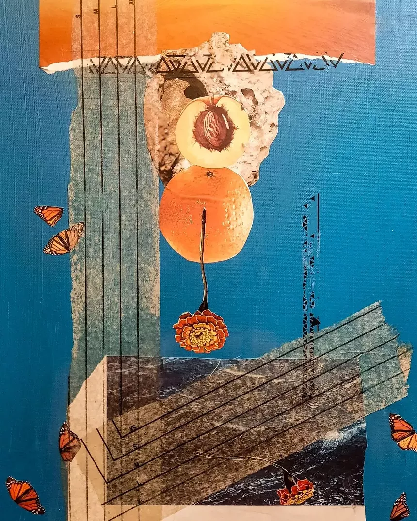 Pirate member Leah Swenson shows off new collage artwork. - LEAH SWENSON