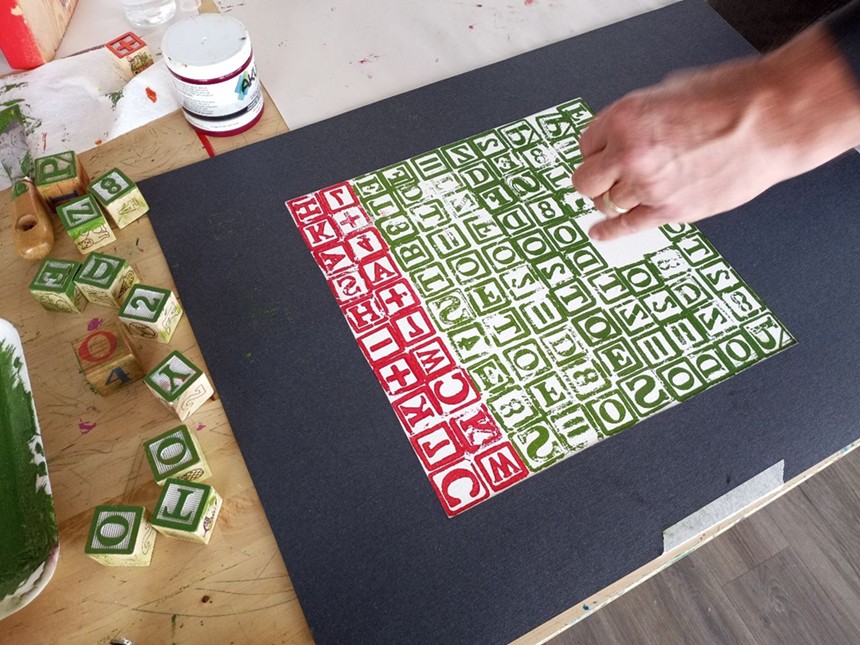 Learning to block print at Access Gallery. - ACCESS GALLERY