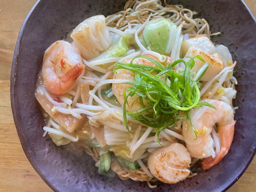 Seafood pan-fried noodles are a favorite at Chimera. - CHIMERA
