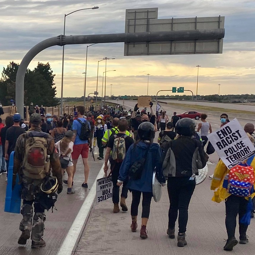 Protesters on I-225 on July 25, 2020. - JAMES RADEK