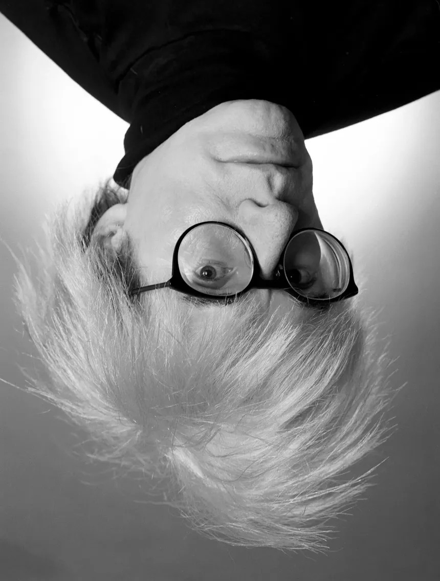 Christopher Makos, “Andy Warhol with Glasses,” NYC, 1986, silver gelatin print. - CHRISTOPHER MAKOS, SEIDEL CITY