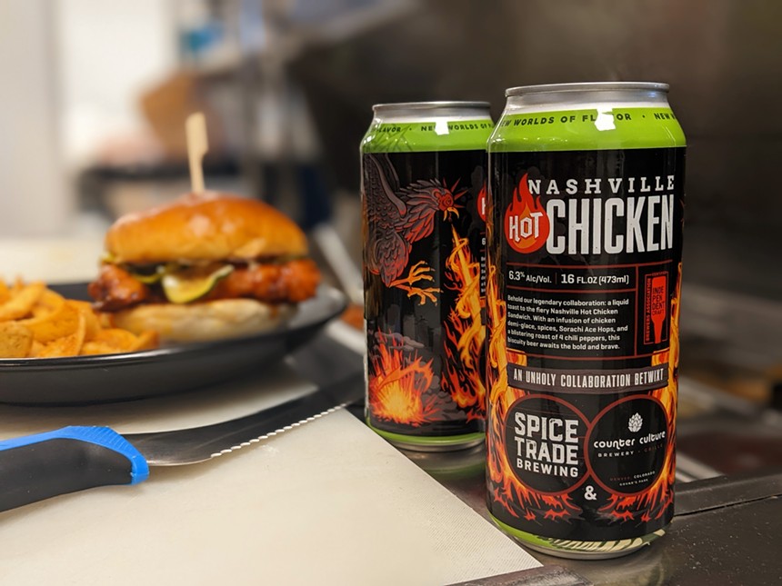 Find this Nashville Hot Chicken beer, brewed with chicken demi glace, at Collab Fest. - SPICE TRADE BREWING
