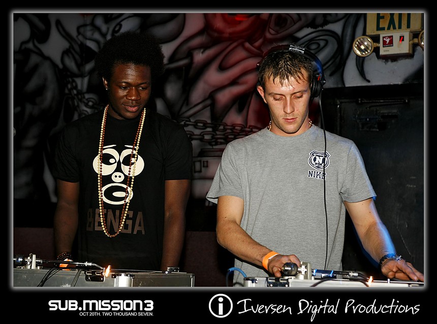 Benga (left) and Hatcha (right) were the first international DJs to play in the United States, including at Sub.mission. - IVERSEN PRODUCTIONS