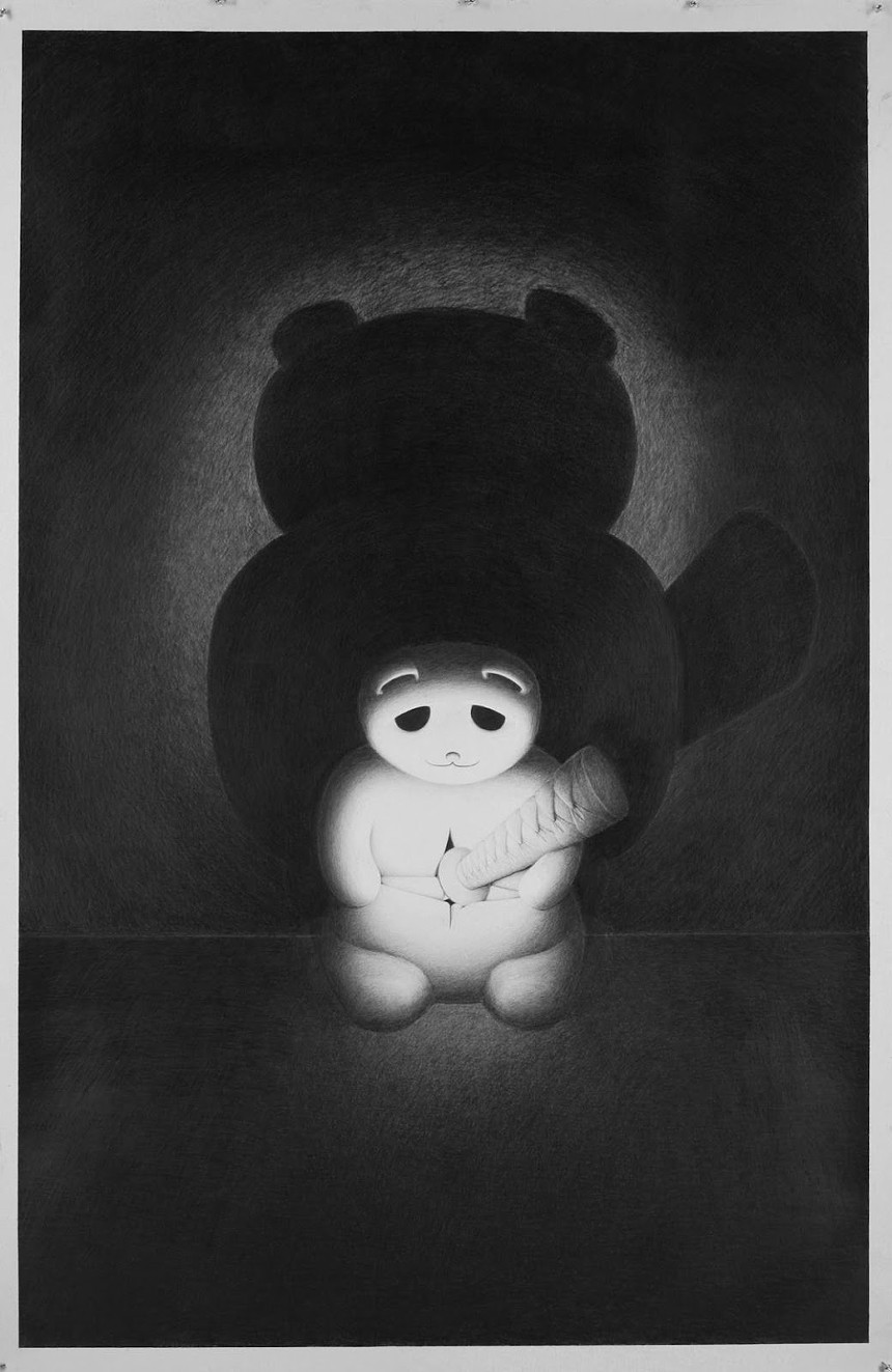 Elaine Erne comments on the dark lives of stuffed animals. - COURTESY OF ARTWORKS CENTER FOR CONTEMPORARY ART
