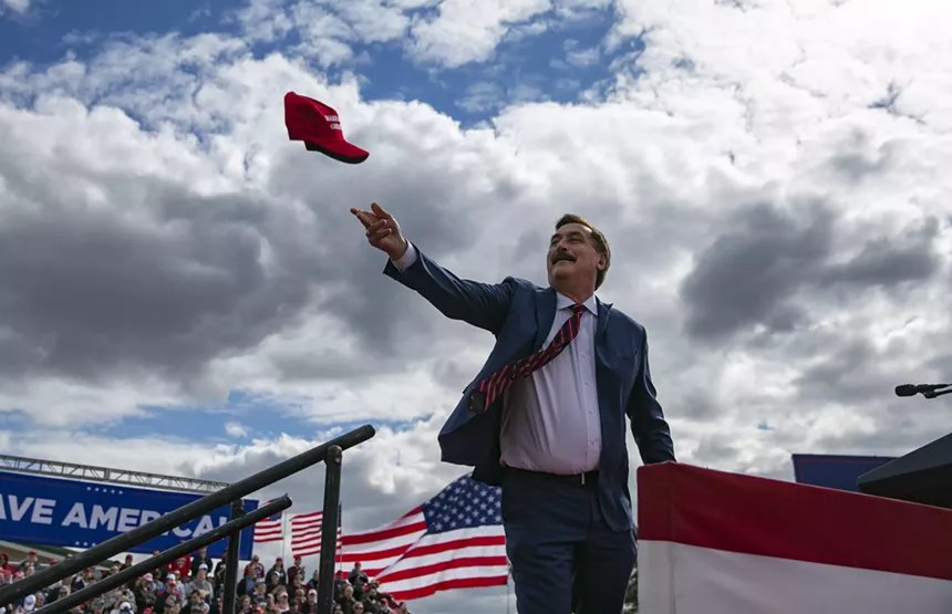 Mike Lindell, Pillow Kingdom founder and chief election denier, was in Colorado last week to push The Big Lie. - GETTY IMAGES